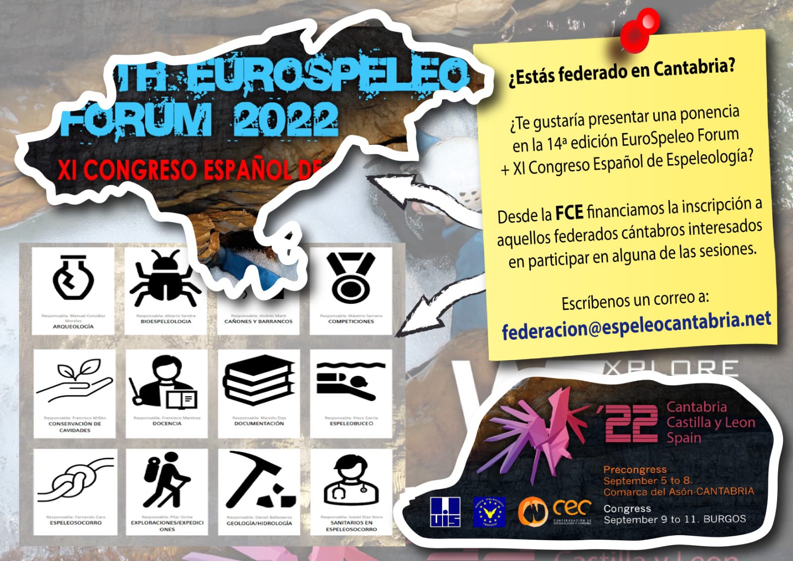 20220401 Cartel llamamiento charlas Espeleo Forum