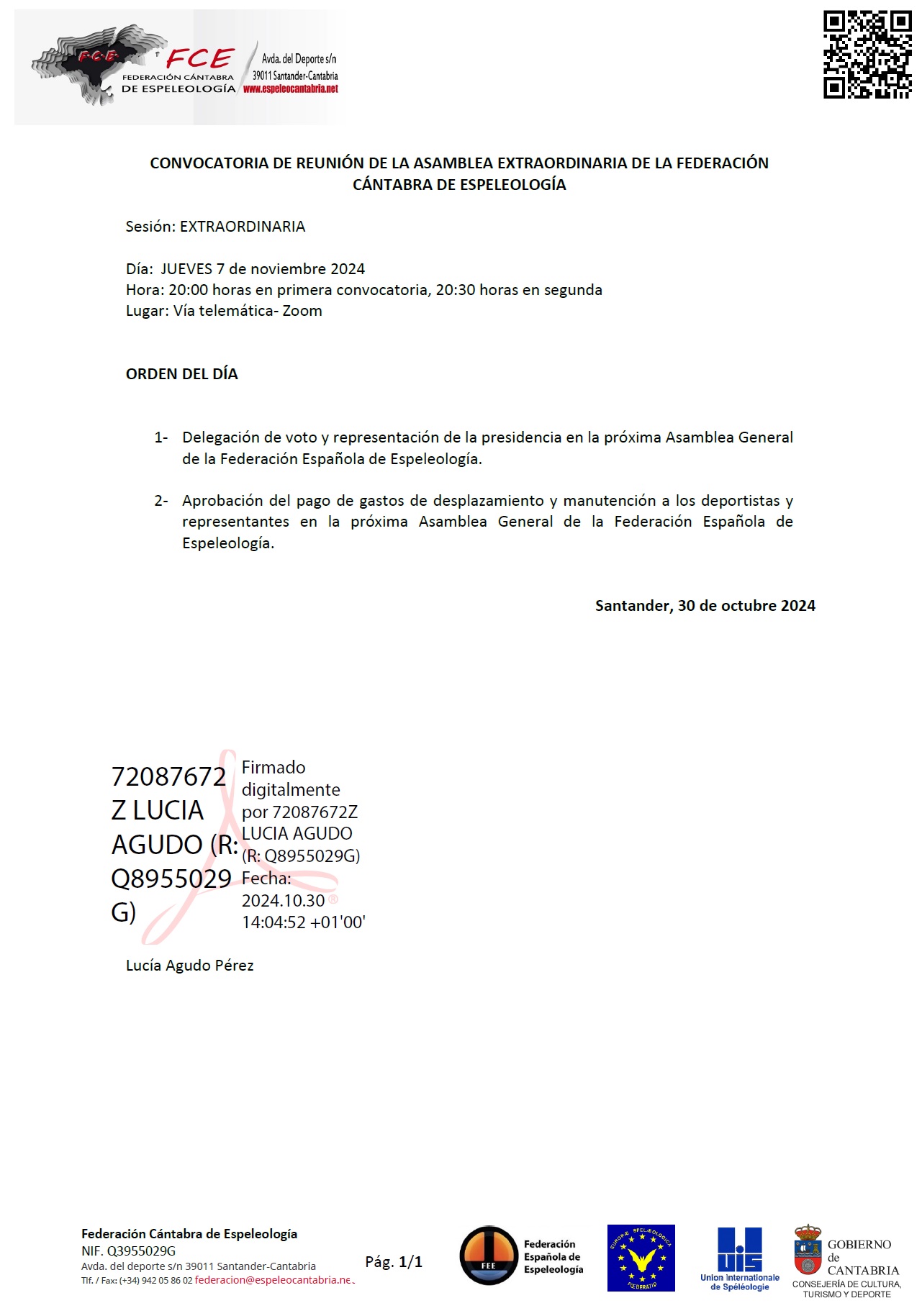 20241030 Convocatoria Asamblea Extraordinaria